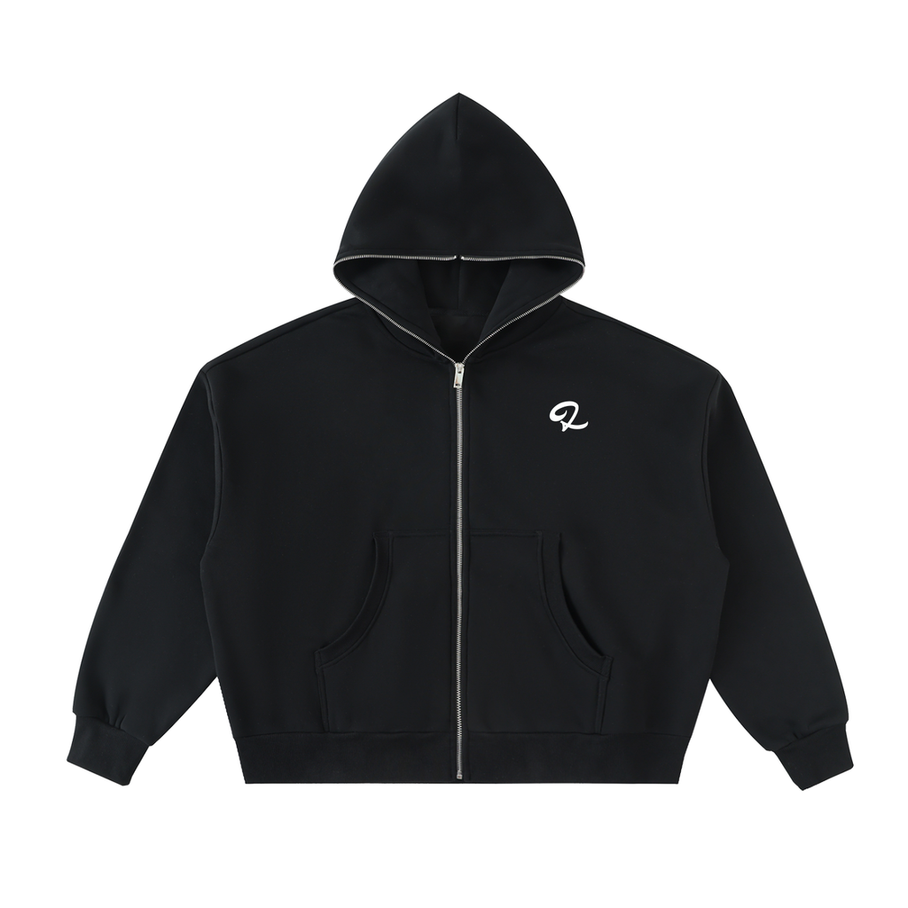 Double Zip Hoodie Black