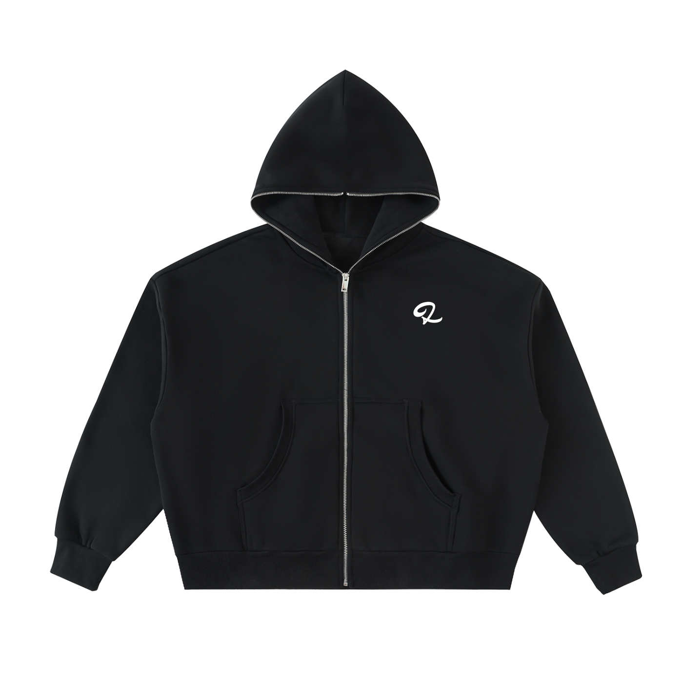 Double Zip Hoodie Black
